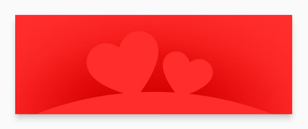 cute red love heart banner in papercut style vectorのイラスト素材