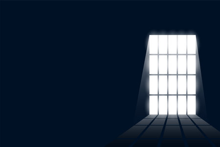 prison cage iron bars design with light effect vectorのイラスト素材