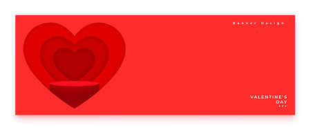 happy valentine day greeting banner with 3d podium platform vectorのイラスト素材