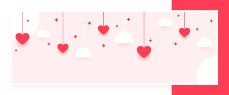 hanging style cloud and heart valentines day wishes wallpaper vectorのイラスト素材