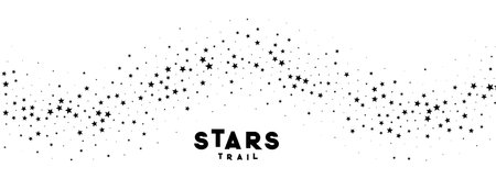 elegant scattered stars wavy trail path white background vectorのイラスト素材