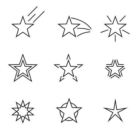 flat style different shape star icon element in collection vectorのイラスト素材