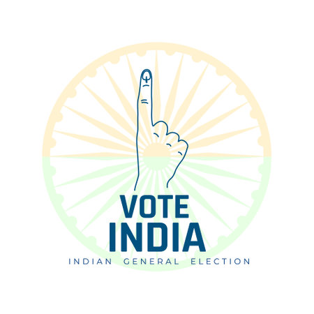indian national voting finger background with ashoka chakra design vectorのイラスト素材