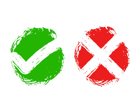 grungy style accept or denied check mark icon design vectorのイラスト素材