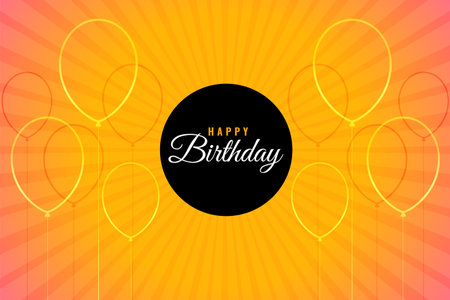 happy birthday greeting background with linear balloon design vectorのイラスト素材