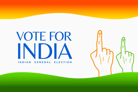 vote for indian general election banner with voters finger design vectorのイラスト素材