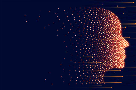 digital particle human head sci fi techno concept banner vectorのイラスト素材