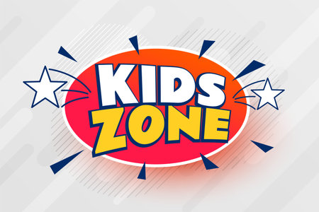 cartoon style kids zone play banner for kindergarten fun vectorのイラスト素材