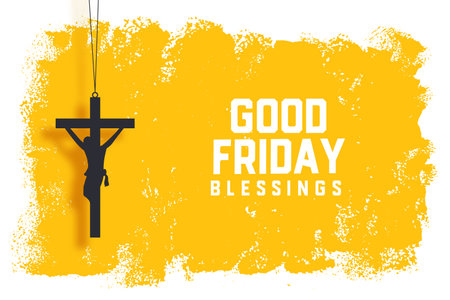 grungy style holy good friday religious background with hanging crucifix vectorのイラスト素材