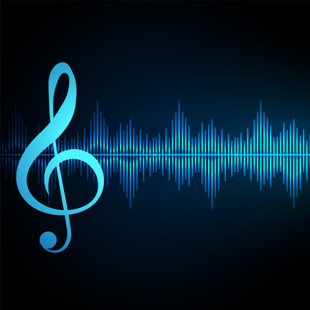 audio song equalizer background with treble sign design vectorのイラスト素材