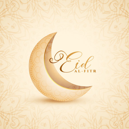 eid al fitr festive greeting background with 3d style crescent vectorのイラスト素材