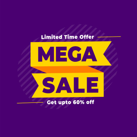 limited time mega sale purple background for web or retail store vectorのイラスト素材