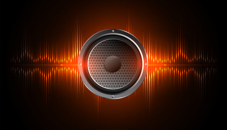 musical stereo background with glowing audio equalizer vectorのイラスト素材