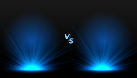 versus vs competitive screen banner with glowing blue light effect vectorのイラスト素材