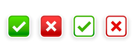 set of positive and negative checkmark button sign design vectorのイラスト素材