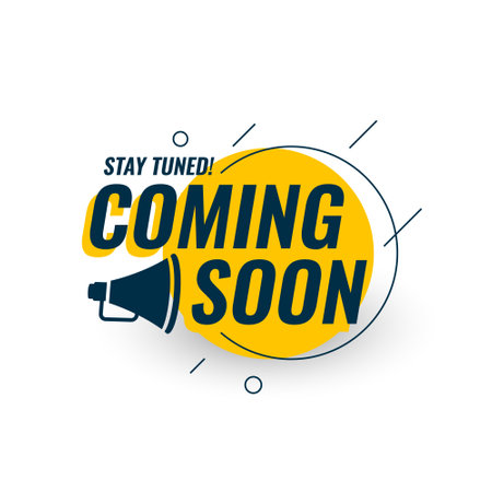 eye catching coming soon web page background with megaphone design vectorのイラスト素材