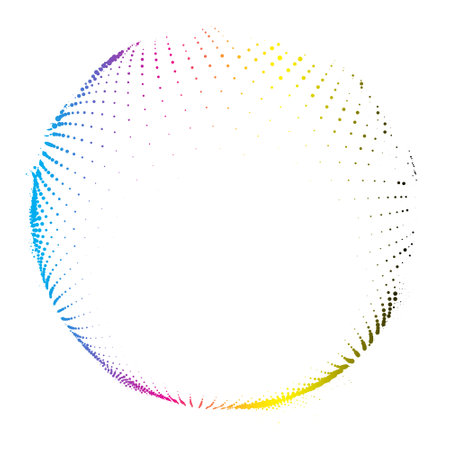 dotted style cmyk round shape geometric background design vectorのイラスト素材