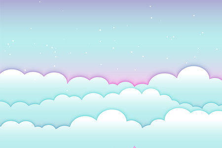 papercut style cartoon cloudscape background design vectorのイラスト素材