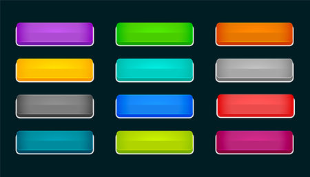 3d style rectangle shape web button icons in collection vector