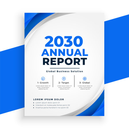 business annual report leaflet in white and blue theme vectorのイラスト素材