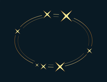 elegant golden twinkle starry oval frame with blank space vectorのイラスト素材