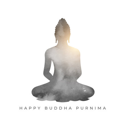 happy buddha purnima holiday card for spiritual peace vectorのイラスト素材