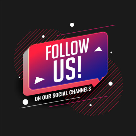 trendy follow us web template for social media channel vectorのイラスト素材