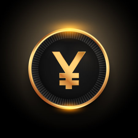 shiny and golden coin with japanese currency yuan symbol vectorのイラスト素材