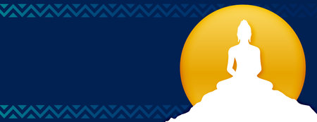 papercut buddha purnima or vesak day banner with text space vectorのイラスト素材