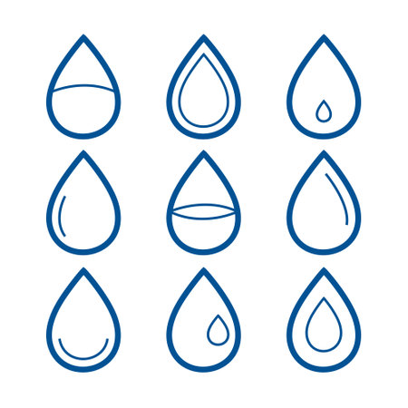 pack of isolated water droplet symbol in line art vectorのイラスト素材