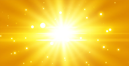 abstract and shimmering sun flare yellow backdrop with a glittering effect vectorのイラスト素材