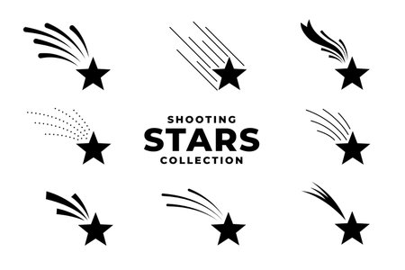 collection of shooting stars trail icon element design vectorのイラスト素材