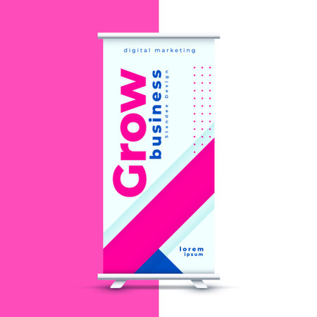 white and pink roll up standee cover banner for presentation vectorのイラスト素材