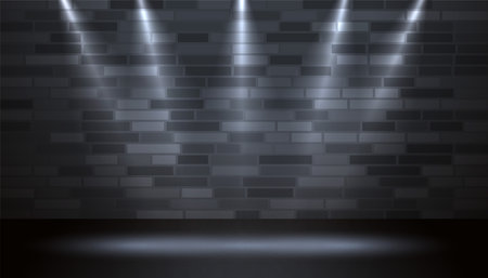 realistic studio light effect on wall background  vectorのイラスト素材