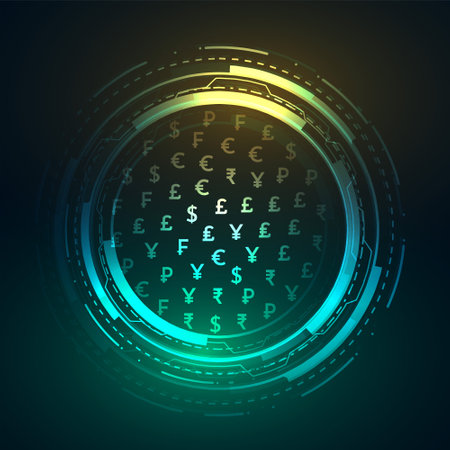 virtual international money transfer concept background in collection vectorのイラスト素材