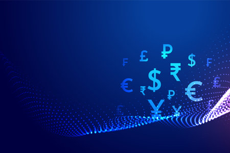global virtual currency sign techno concept background design vectorのイラスト素材