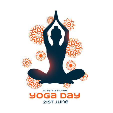 world yoga day 21st june white poster for peace and relaxation vectorのイラスト素材