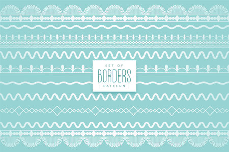 set of decorative lace pattern border banner design vectorのイラスト素材