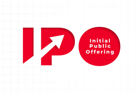 ipo initial public offering launch background in papercut style vectorのイラスト素材