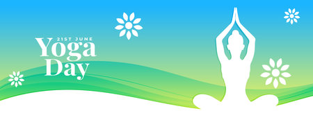 world yoga day banner woman doing asana in papercut style vectorのイラスト素材