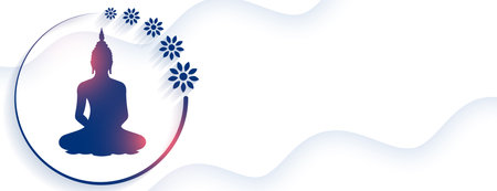 elegant buddha or guru purnima white banner with text space vectorのイラスト素材