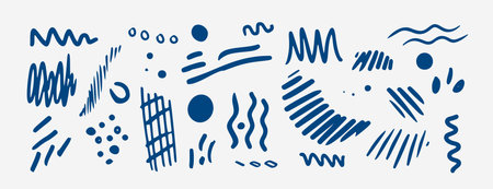 collection of hand drawn scribble shape element design vectorのイラスト素材
