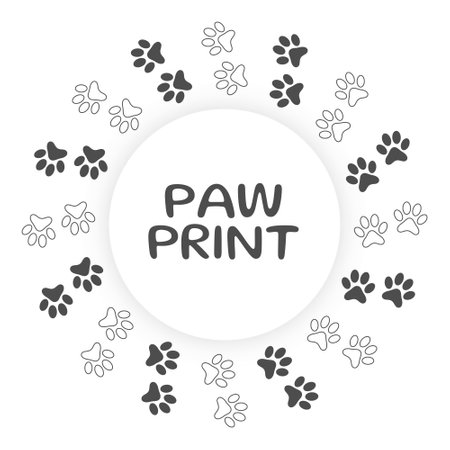 dog or cat paw footprint background for animal trace vectorのイラスト素材