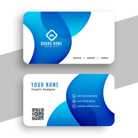 white and blue professional business card template design vectorのイラスト素材