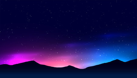 beautiful night sky banner discover the universe in new light vectorのイラスト素材