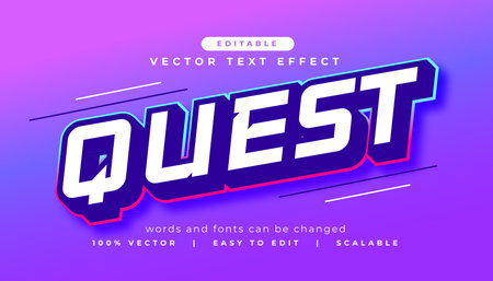 quest lettering text effect style purple template vectorのイラスト素材
