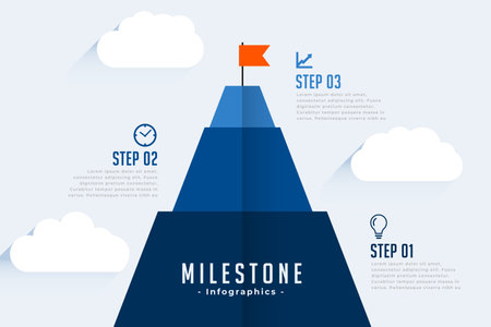 stylish infographic milestone pyramid template with 3 easy step vectorのイラスト素材