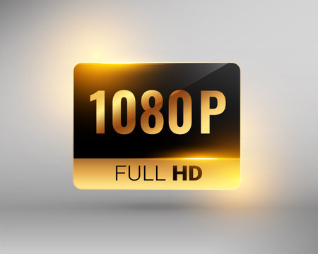 1080p full hd screen resolution dimension tag icon in premium style vectorのイラスト素材