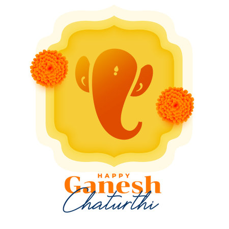 happy ganesh chaturthi celebration background with floral design vectorのイラスト素材