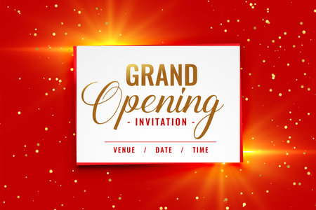 grand opening invitation event banner with golden glittering decoration vectorのイラスト素材
